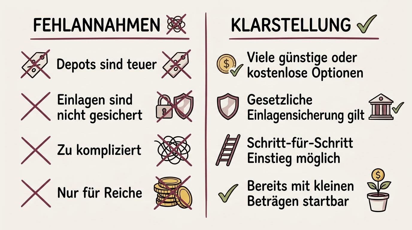 Gegenüberstellung verbreiteter Irrtümer und ihrer sachlichen Klarstellung zum Depot